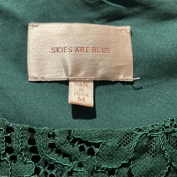 Anthropologie Skies are Blue Emerald Green Lace Top medium - Picture 4 of 6